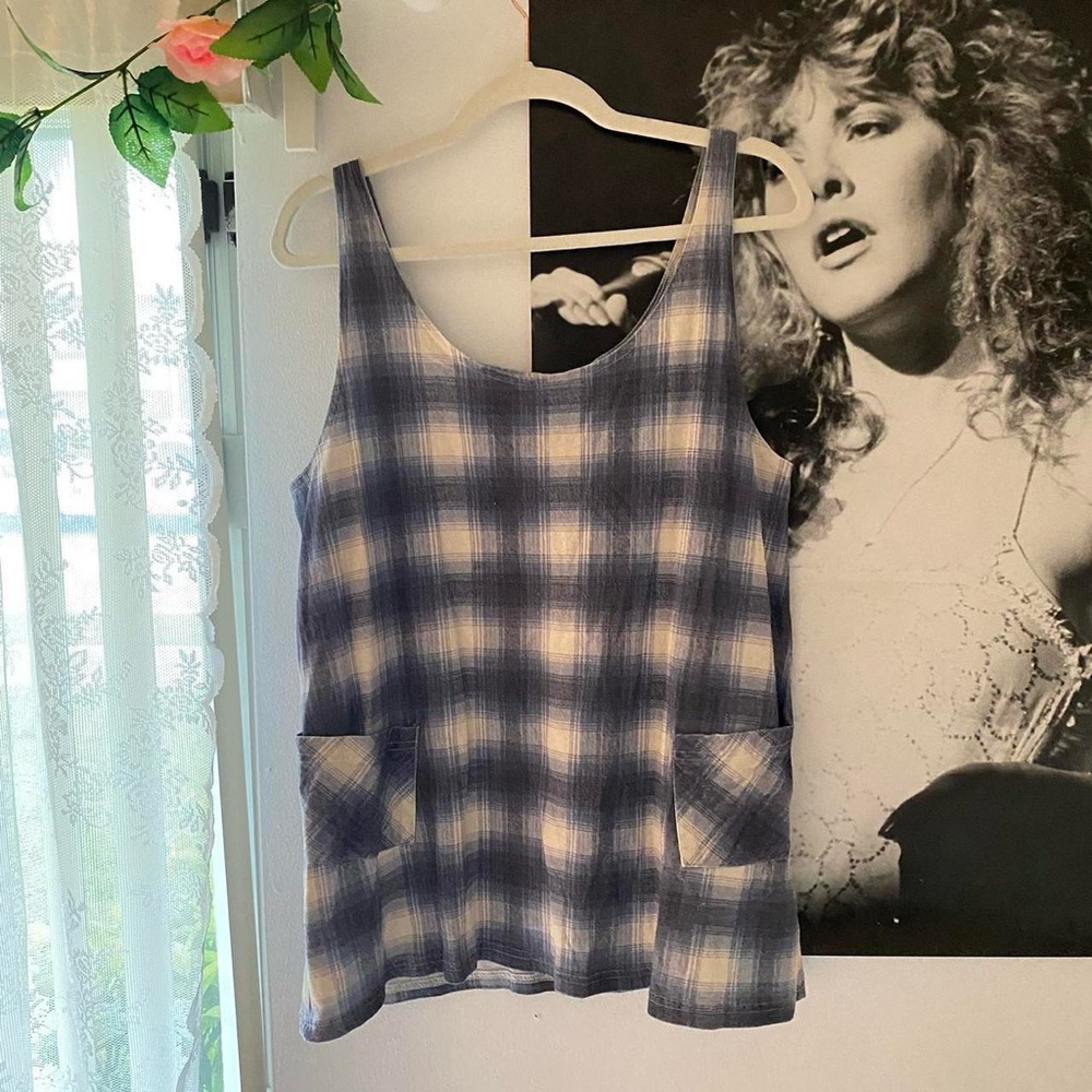 UNIF Blue and White Plaid Dress